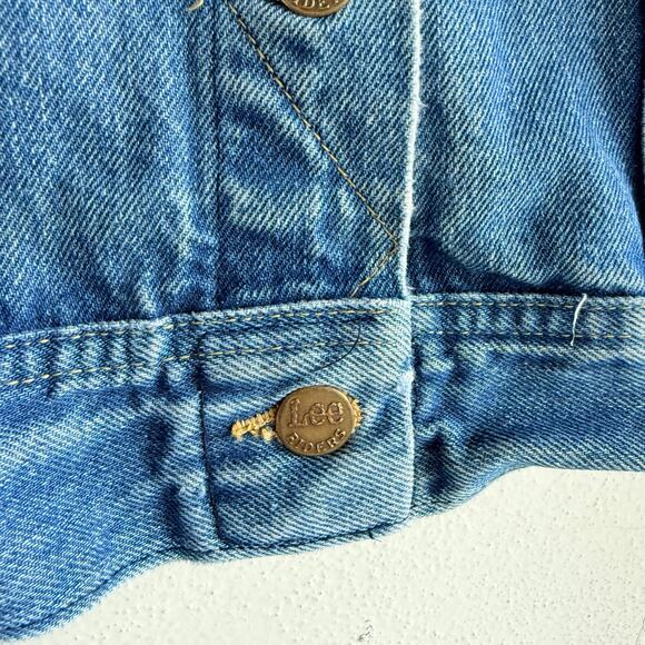 Vintage Lee Denim Jacket Cropped Trucker USA Made 80s 90s Ms Lee Medium Wash - Picture 5 of 10